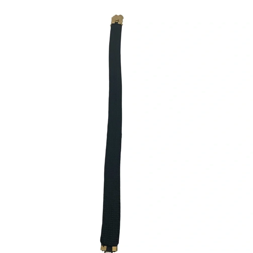 Vintage Gantos Black Belt with Gold Rhinestone Clasp